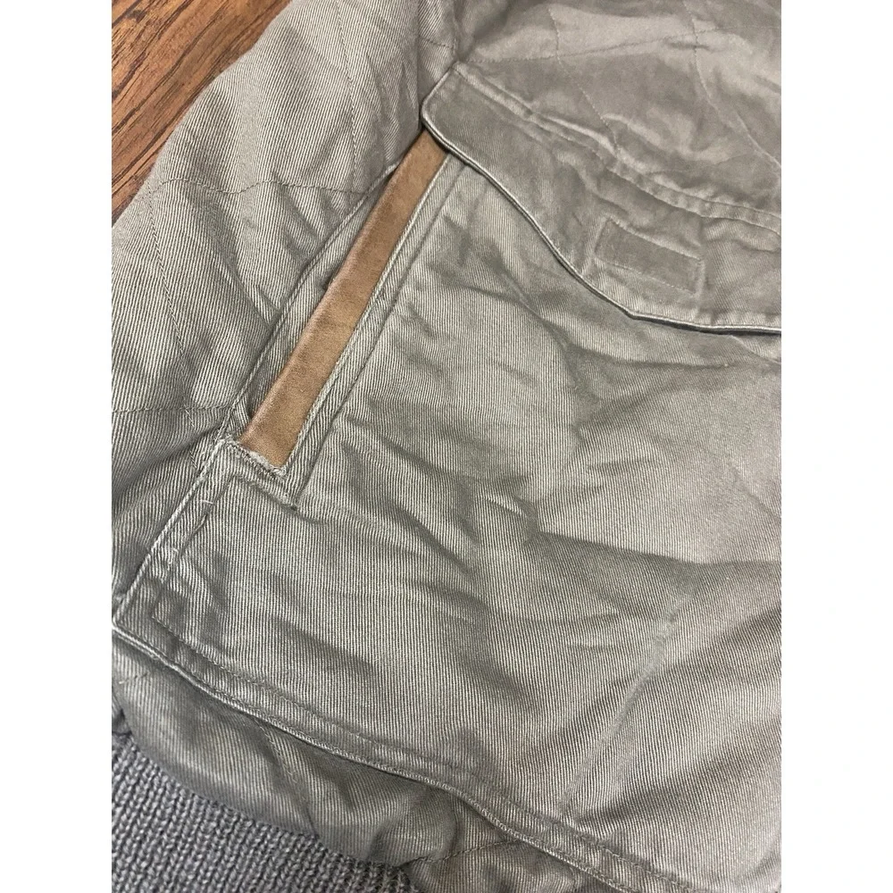Vtg 80s Banana Republic Safari Vest Quilted Leather‎ Trim Men's XL Tan